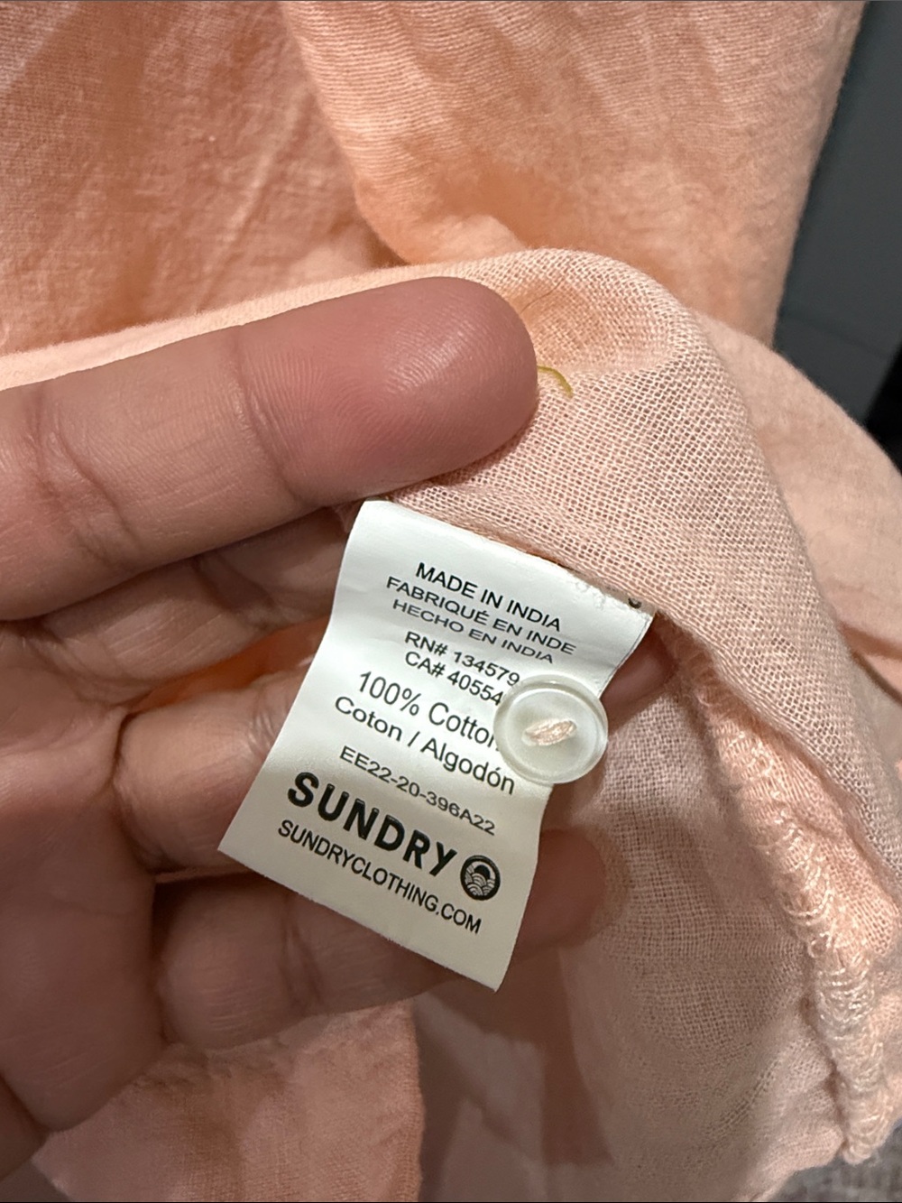 Sundry Light Pink Button-Down Shirt with Positive Message Back - Picture 7 of 7